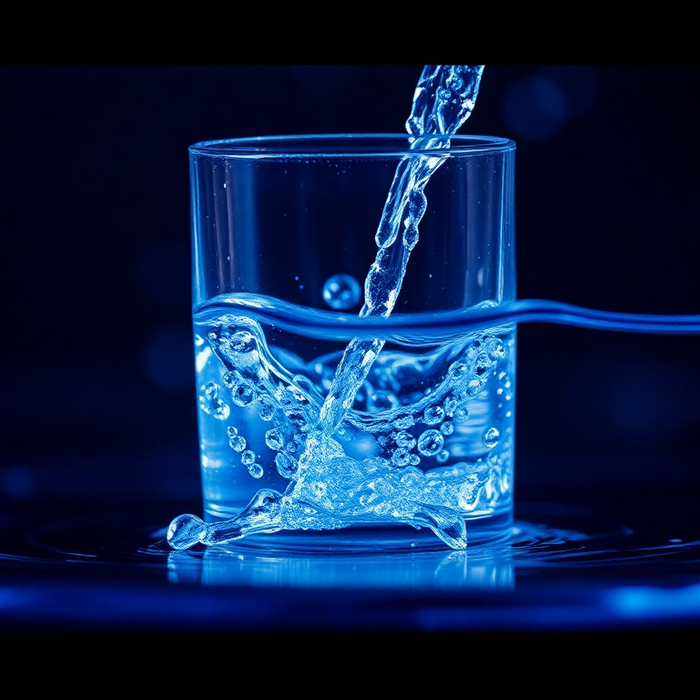 Clear glass being filled with water highlighting the concept of hydrogen health and hydration benefits