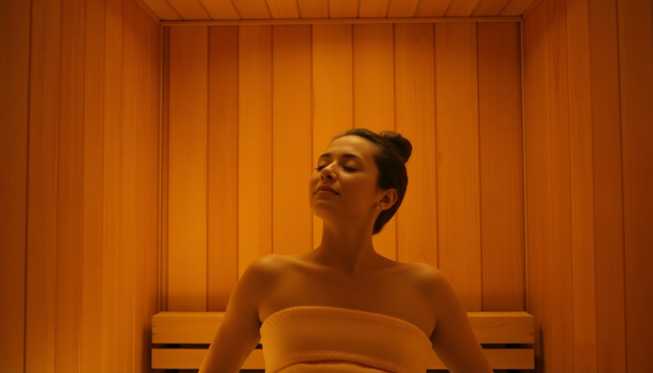 person in infrared sauna