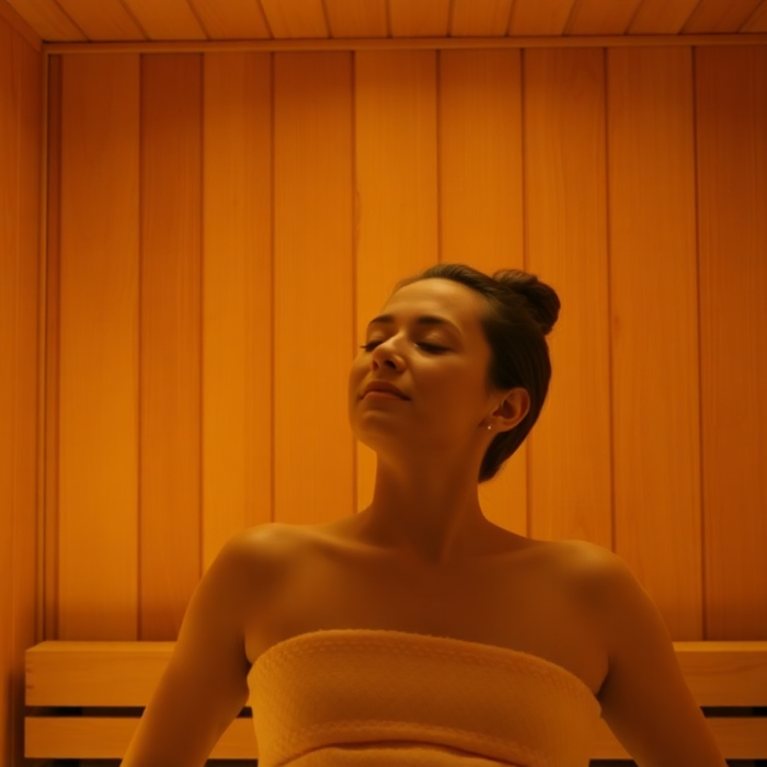 person in infrared sauna