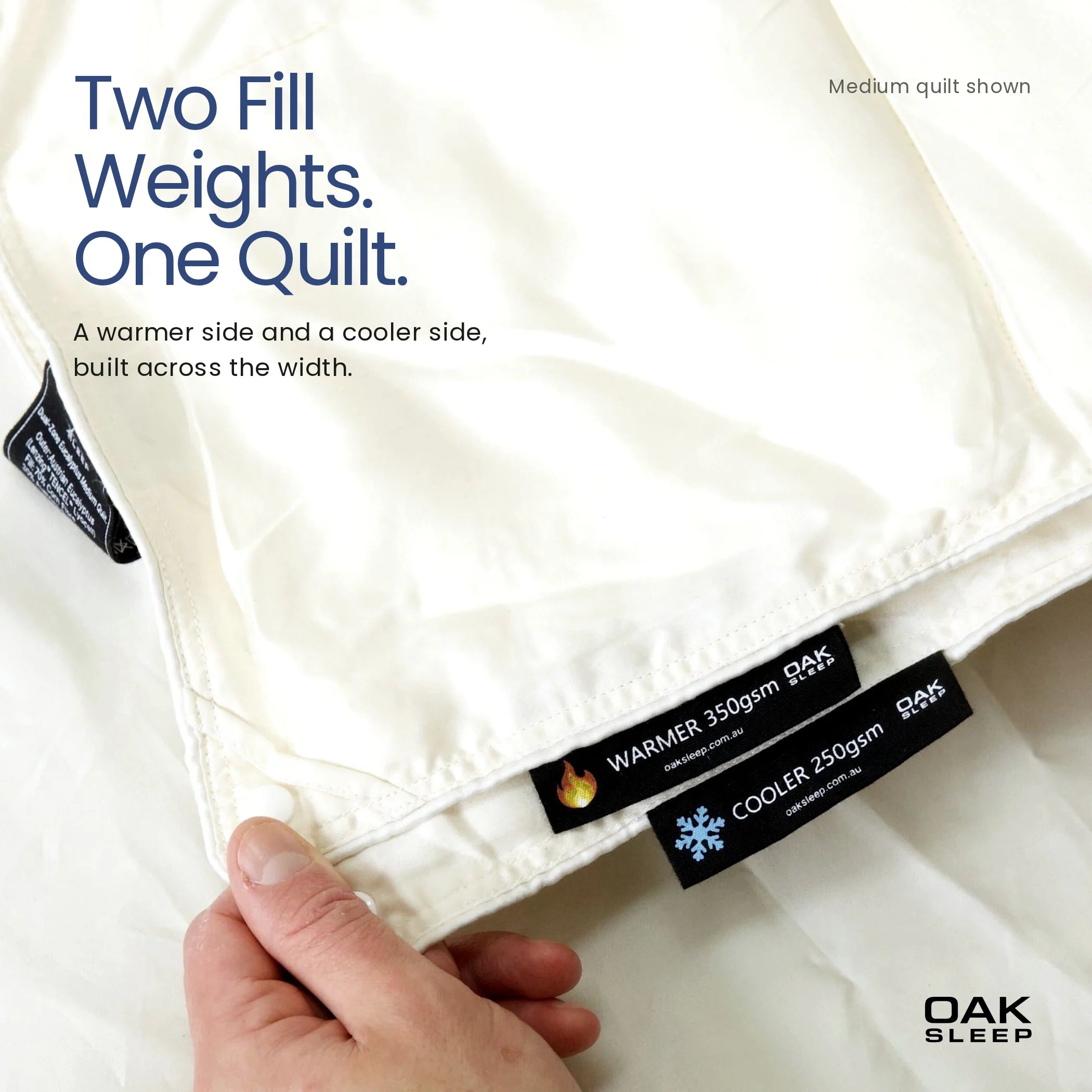OAK SLEEP Dual-Zone Eucalyptus Quilt 4-in-1 | One side Warm. One side Cool.
