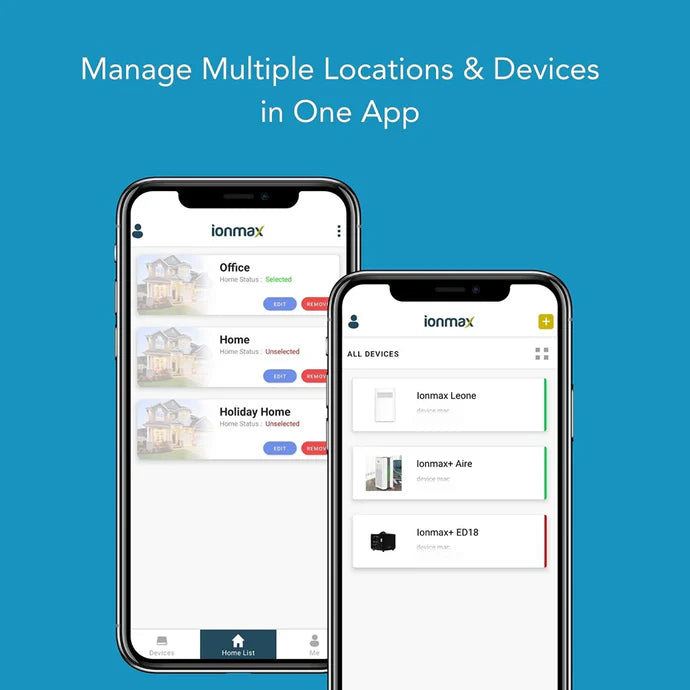 ionmax leone 25l smart compressor dehumidifier mobile app manage multiple locations