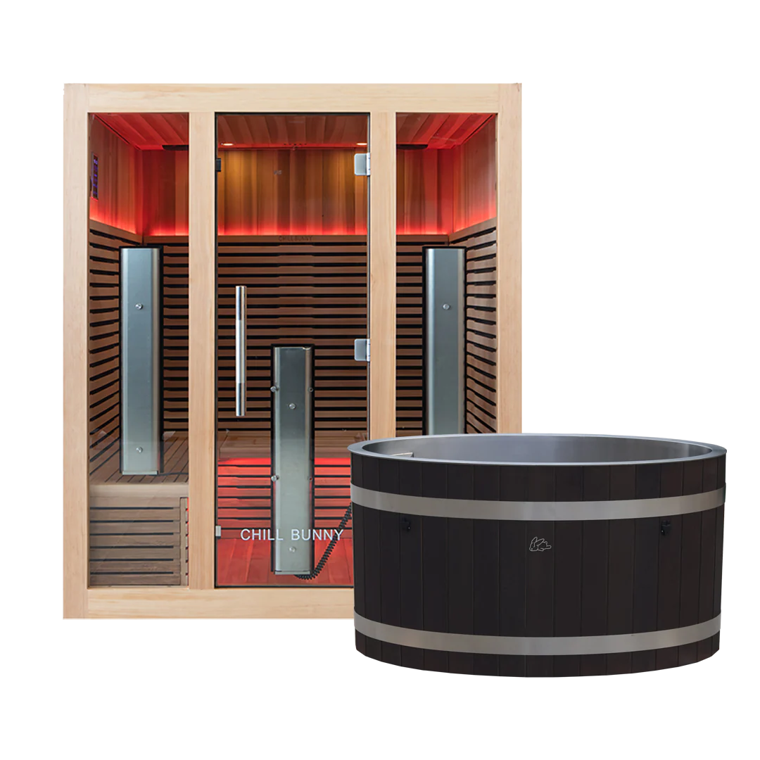 Chill Bunny Contrast Combo Ice Bath and 4 Person Indoor Infrared Sauna
