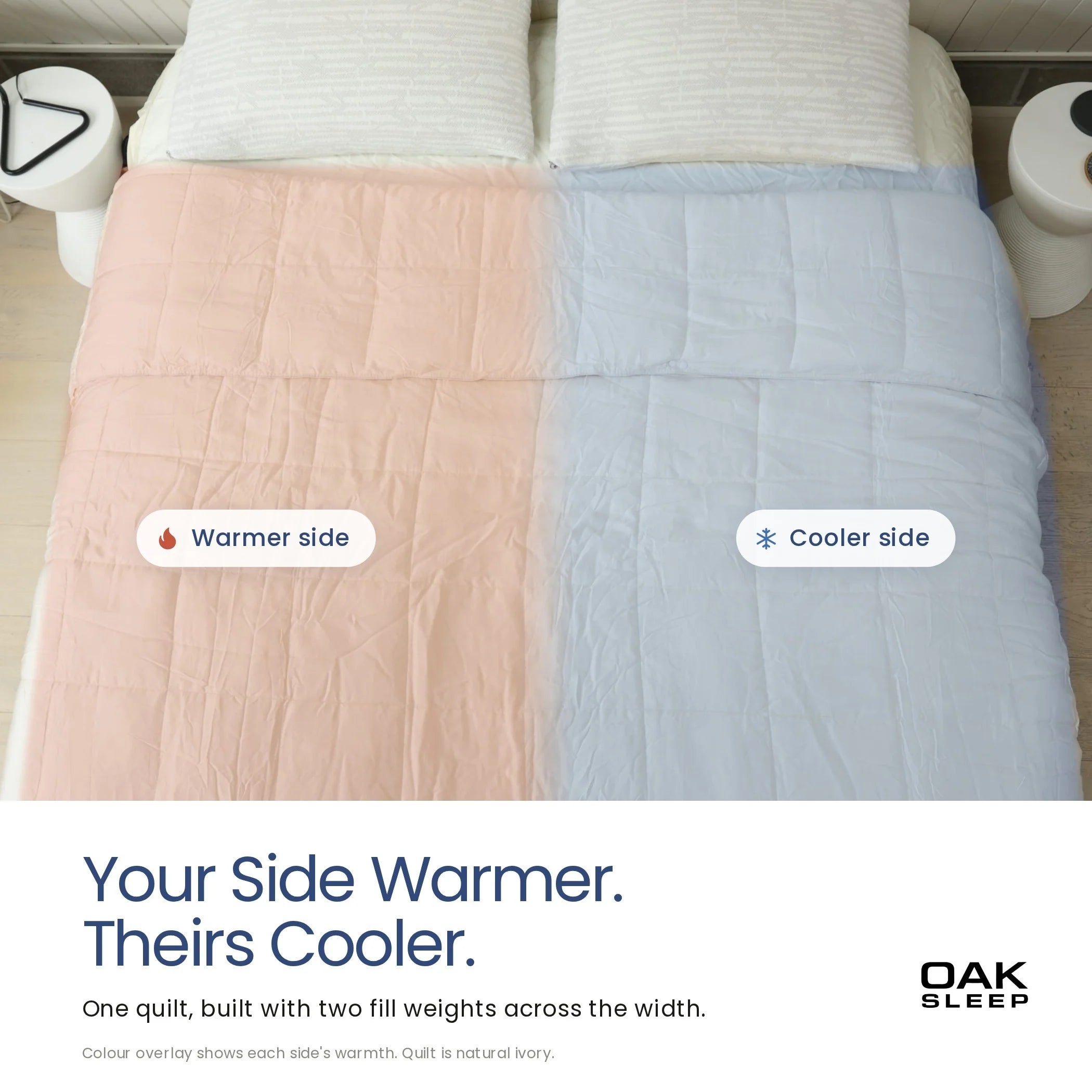 OAK SLEEP Dual-Zone Eucalyptus Quilt 4-in-1 | One side Warm. One side Cool.