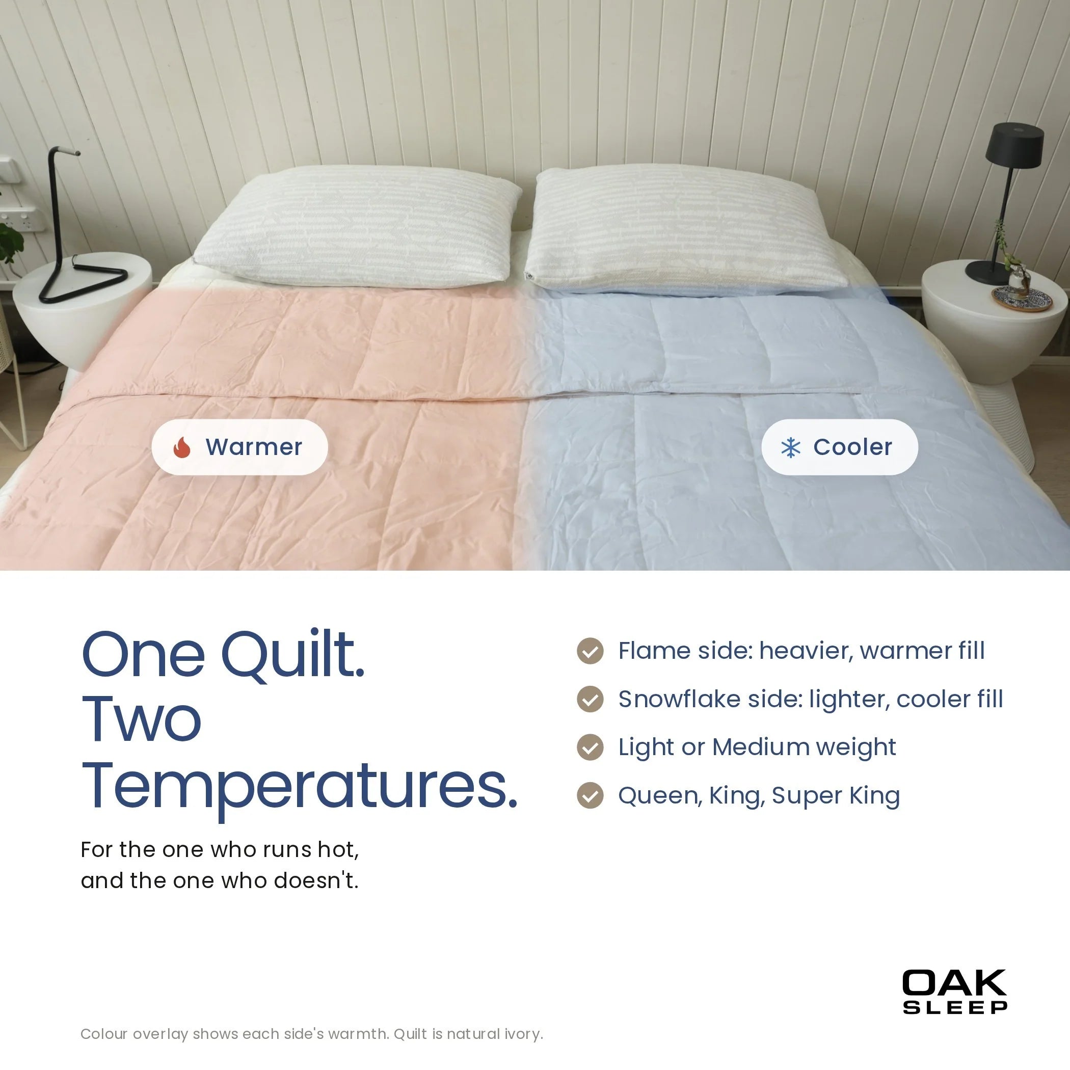 OAK SLEEP Dual-Zone Eucalyptus Quilt 4-in-1 | One side Warm. One side Cool.