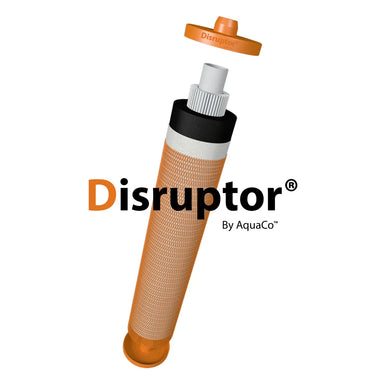 AquaCo Disruptor water filter cartridge in orange and white for clean water filtration