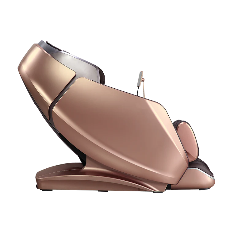 Masseuse massage chair in sleek rose gold with ergonomic design and built-in control panel