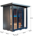 Chill Bunny sauna with modern black exterior and glass doors showing wooden interior benches