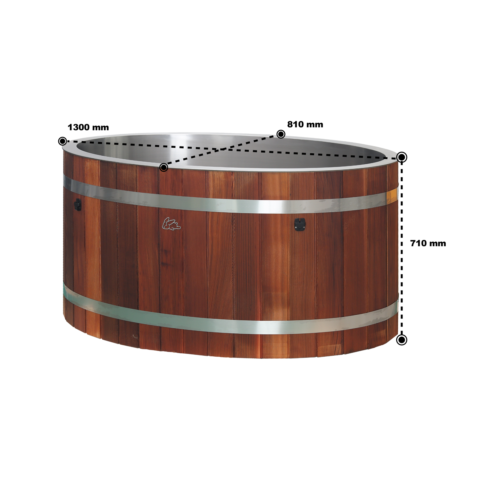 Chill Bunny wooden sauna tub with metal bands and detachable cover for outdoor relaxation