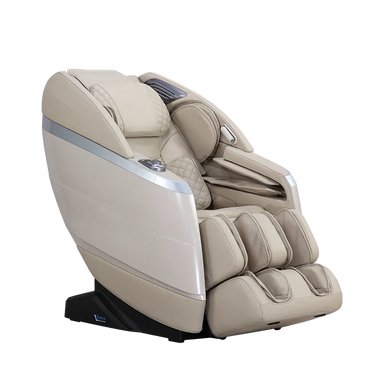Beige luxury massage chair with padded armrests and footrest by Masseuse Massage Chairs