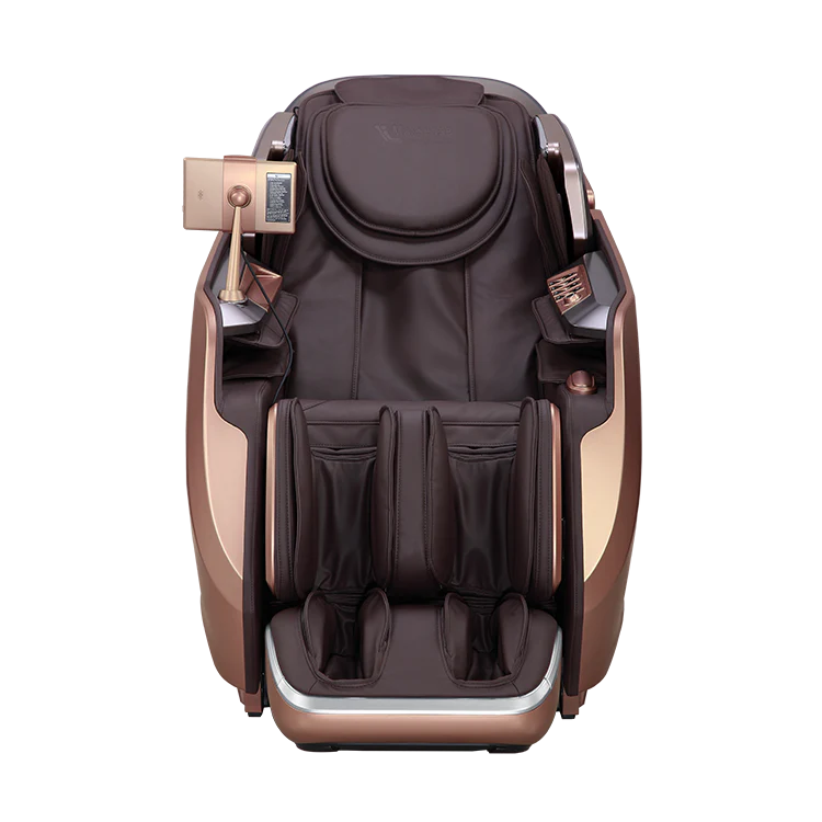 Masseuse massage chair in dark brown with ergonomic design and footrest for full body relaxation