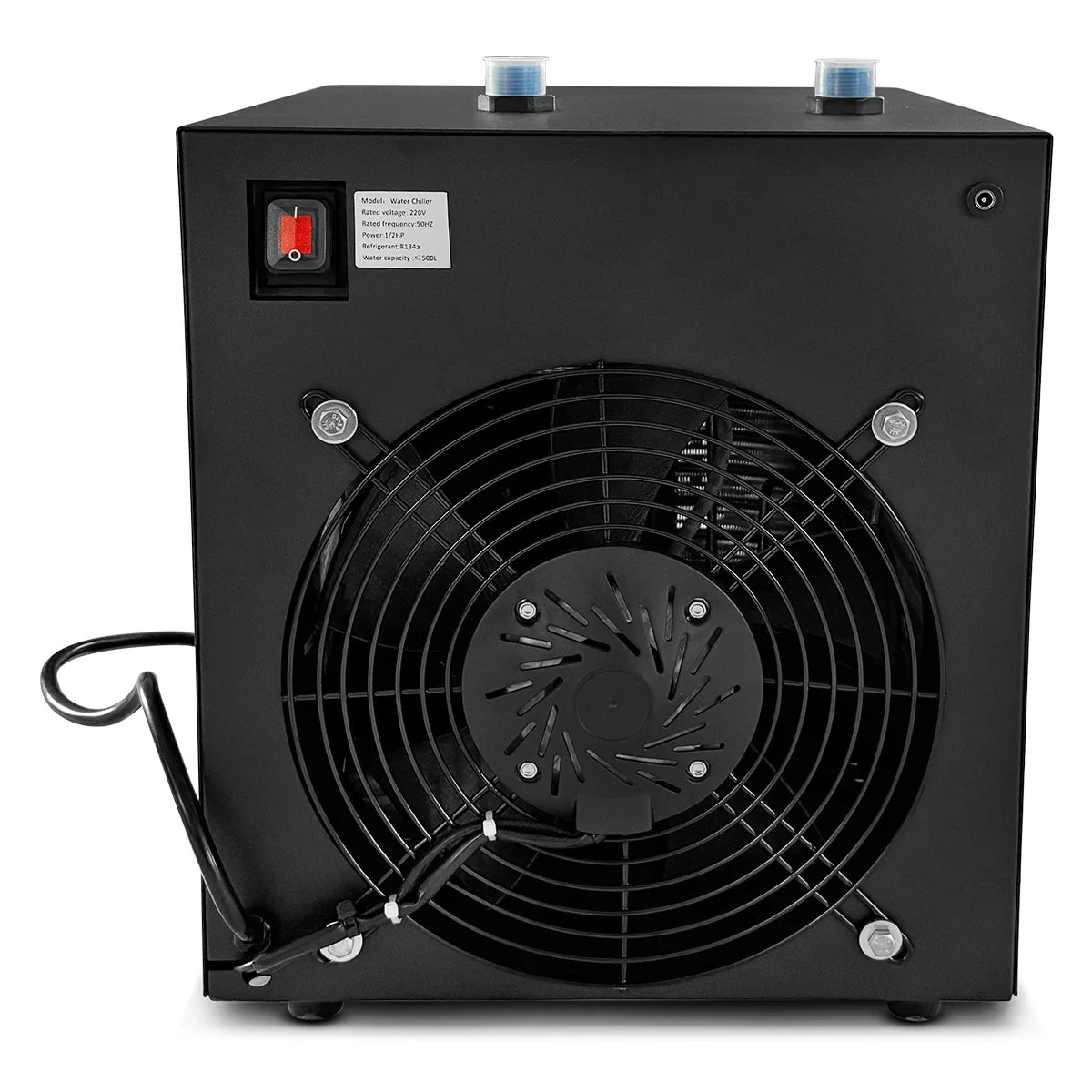 Lifespan Fitness ice bath cooling unit with large fan and control switch in black housing