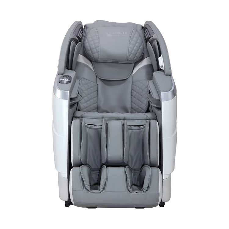Grey massage chair by Masseuse Massage Chairs with cushioned armrests and footrest for full body relaxation
