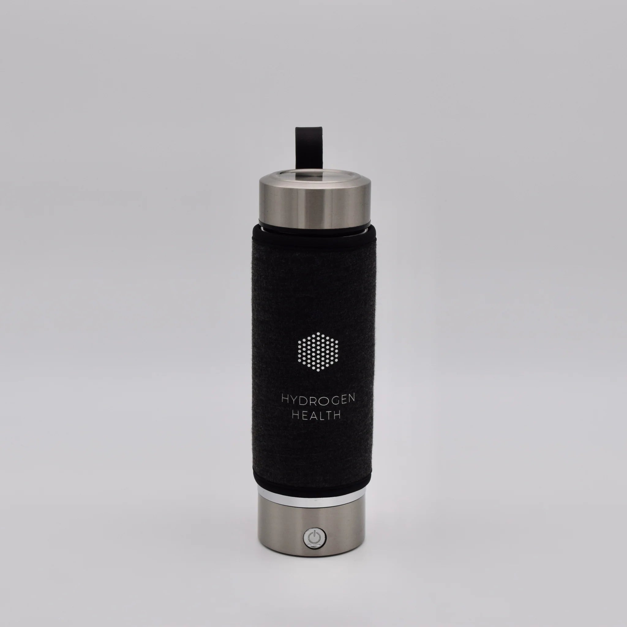 HYDROGEN HEALTH hydrogen water bottle cover in black on stainless steel hydrogen water device