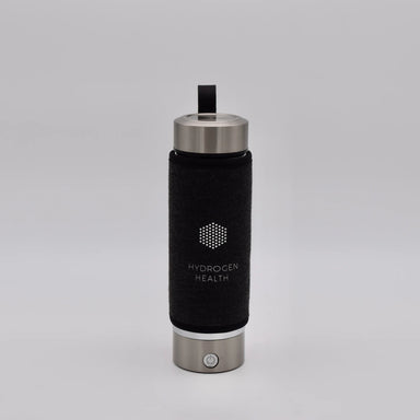 HYDROGEN HEALTH hydrogen water bottle cover in black on stainless steel hydrogen water device