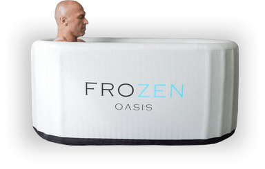 customer using frozen oasis ice bath in white