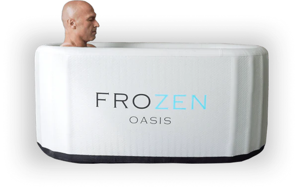 customer using frozen oasis ice bath in white