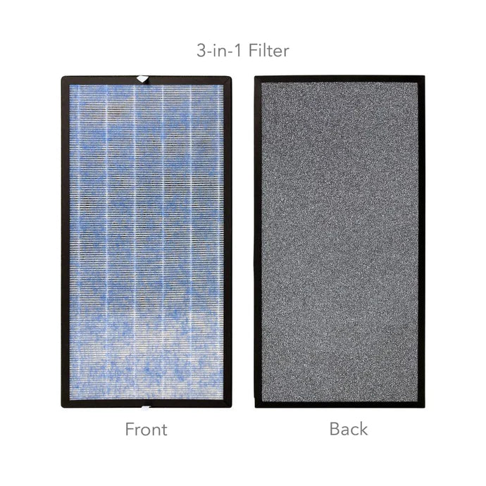 Ionmax 3-in-1 air purifier replacement filter showing front and back sides for improved air quality