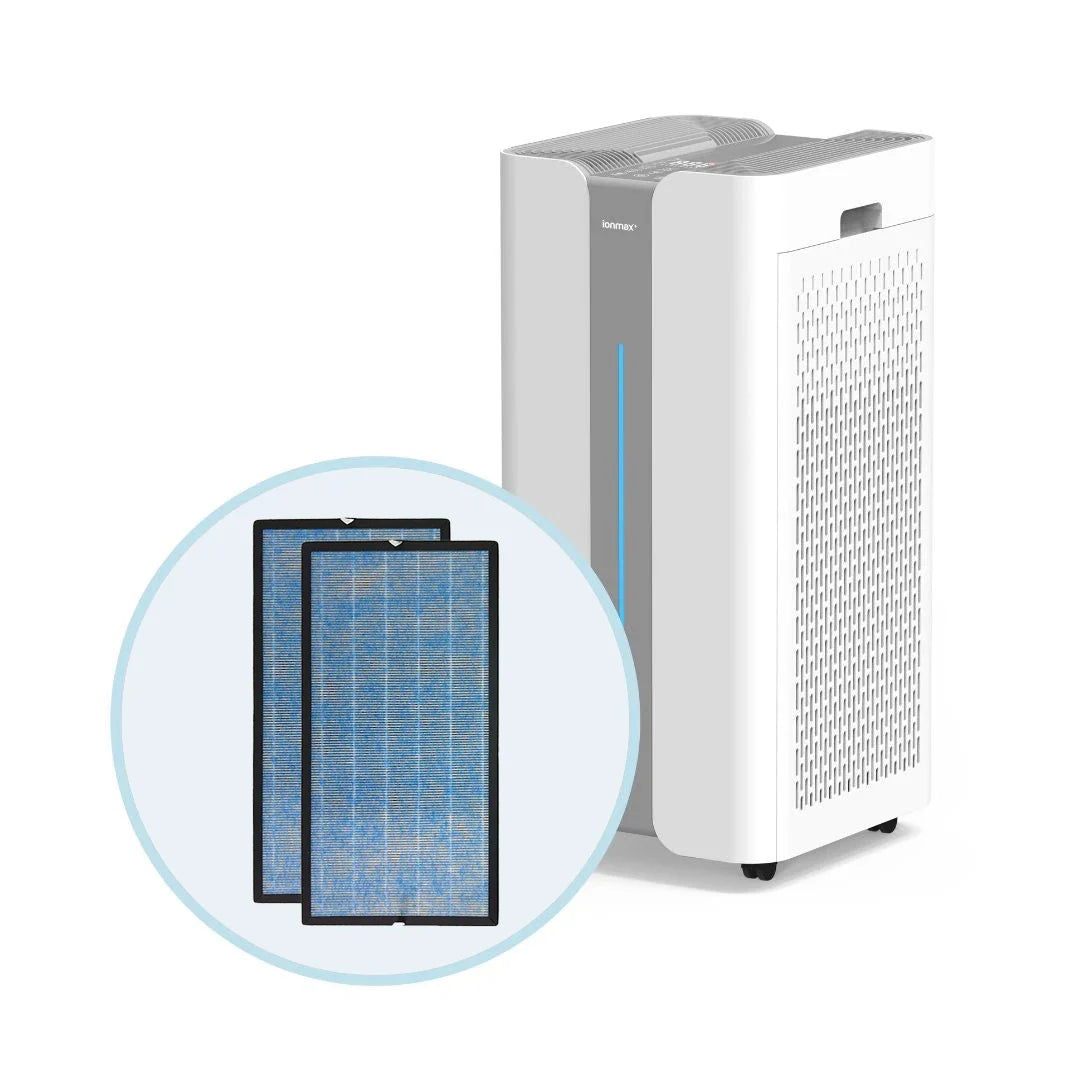 Ionmax air purifier with Air Purifier Replacement Filter showing dual filters for clean air