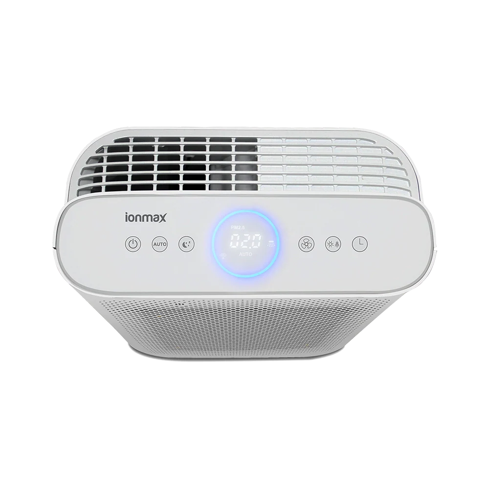 Ionmax air purifier with digital display and touch control buttons in white color