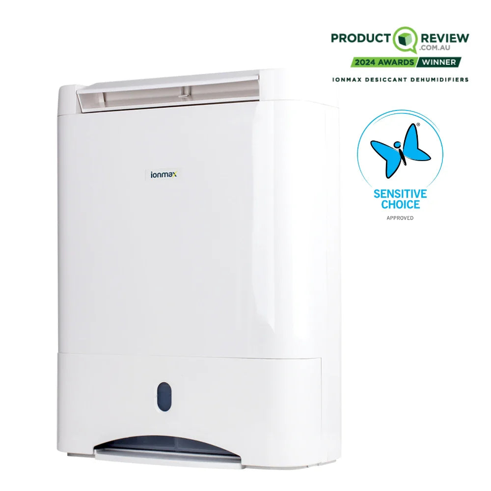 Ionmax white dehumidifier with award winning design and sensitive choice approval