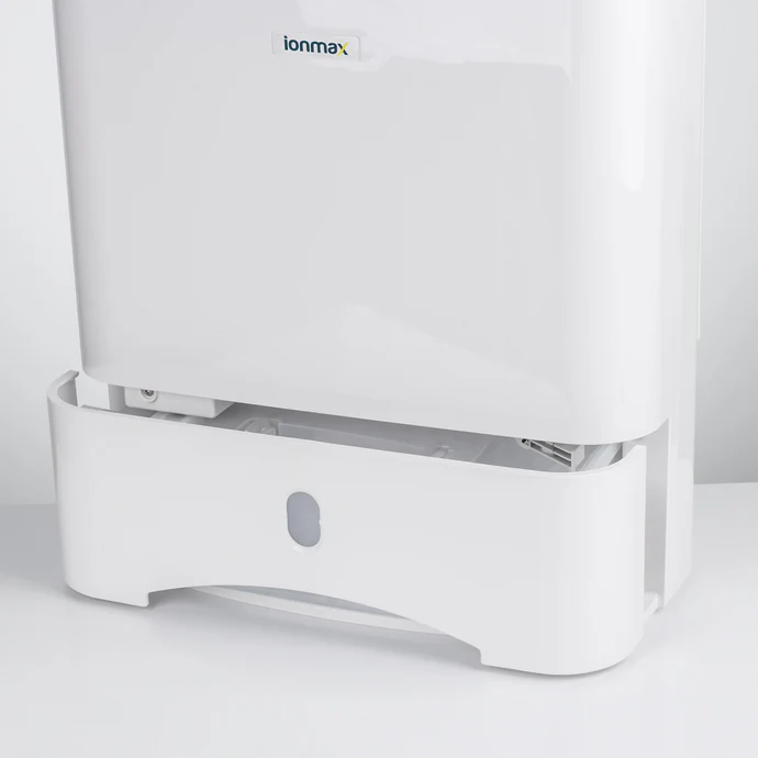Ionmax white dehumidifier with water collection tank visible at the bottom