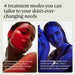 Therabody LED mask showing red and blue light therapy modes for customizable skin treatment