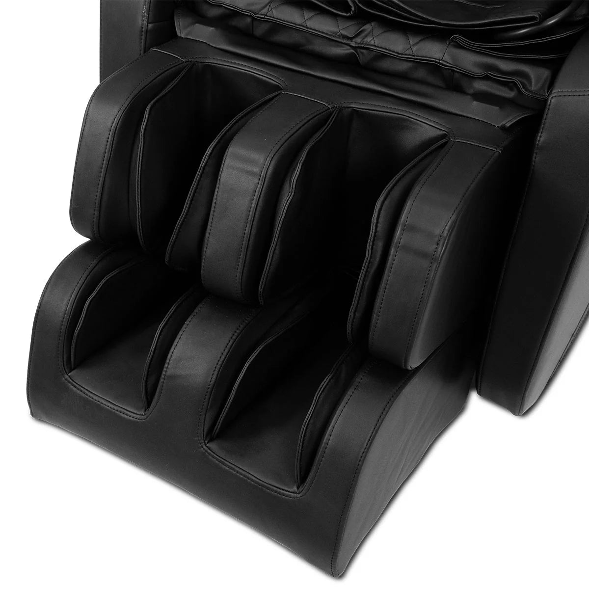 Lifespan Fitness black massage chair foot and calf massage section with padded cushions