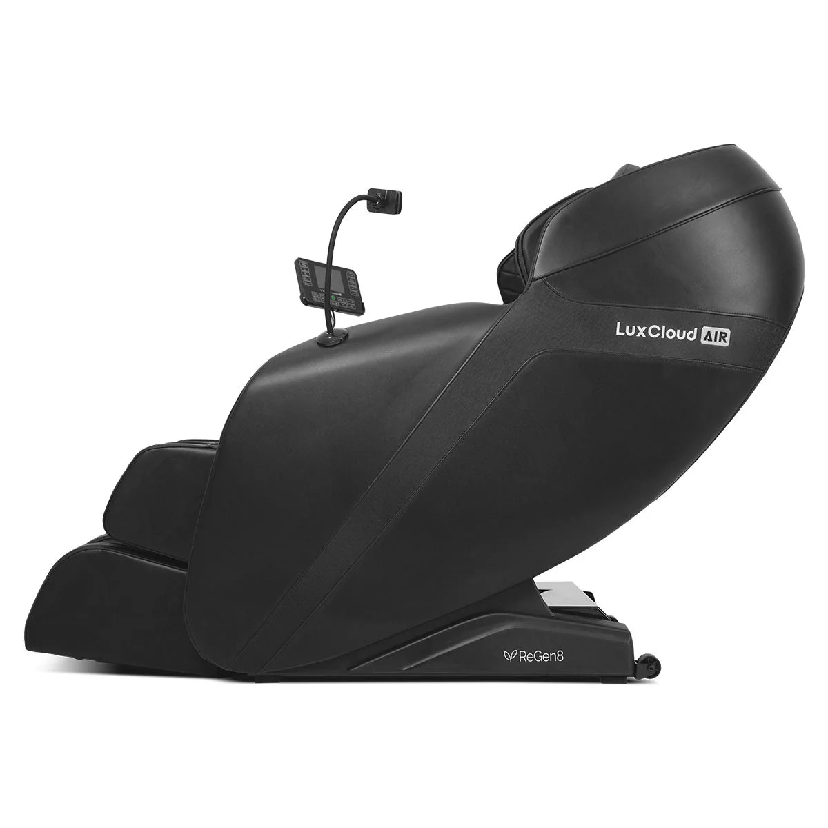 Lifespan Fitness LuxCloud Air black massage chair with ergonomic design and built-in control panel
