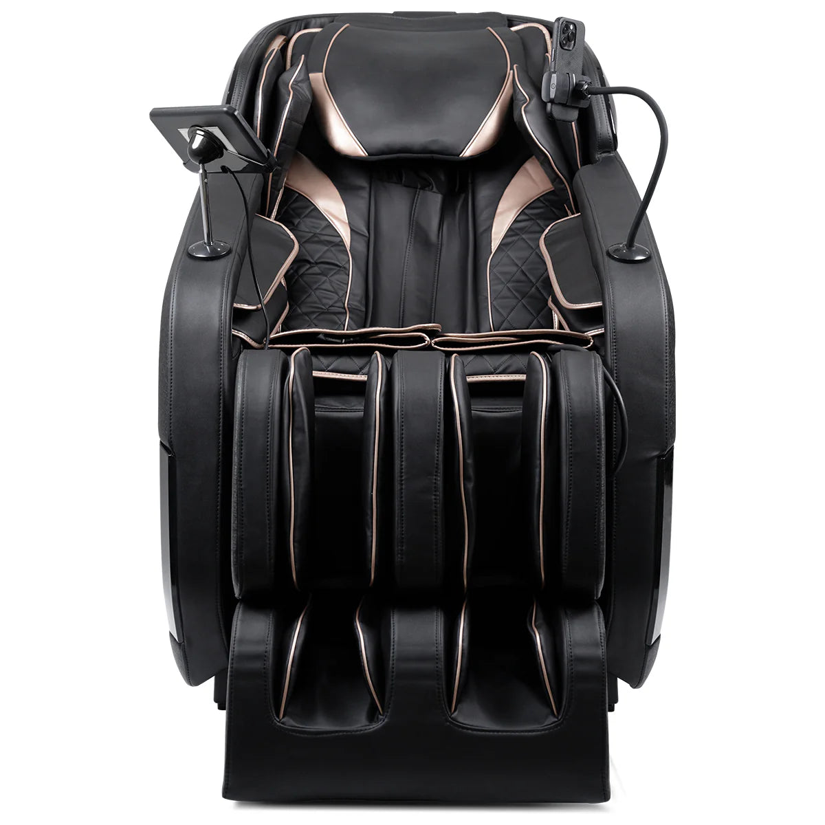 Lifespan Fitness black massage chair with padded armrests and footrest for full body relaxation