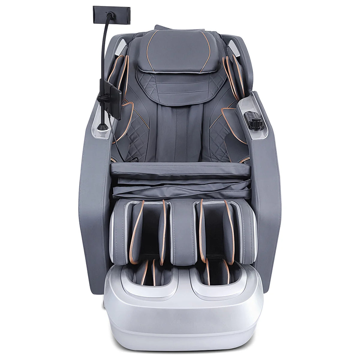 Lifespan Fitness massage chair in gray with foot and calf massager and built-in tablet holder