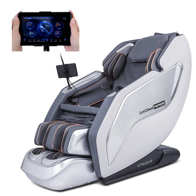 Lifespan Fitness massage chair LuxCloud Premiere in gray with touchscreen remote control