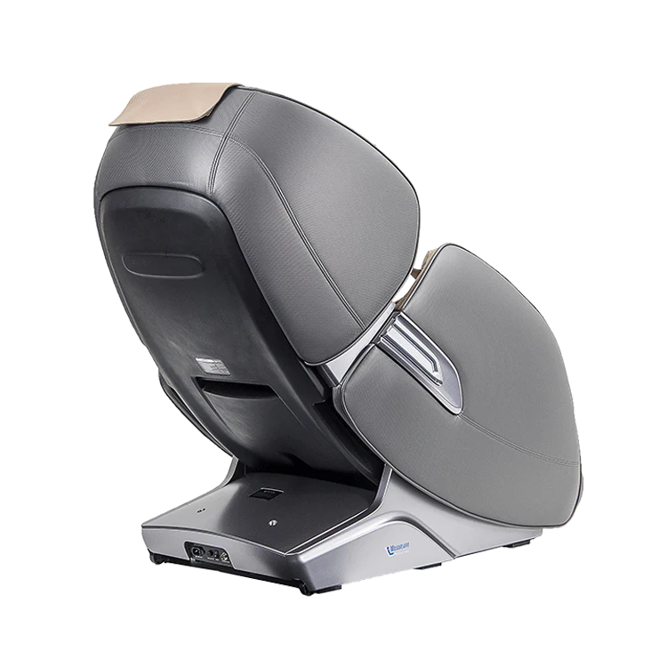 Modern gray and black massage chair with ergonomic design and advanced comfort features