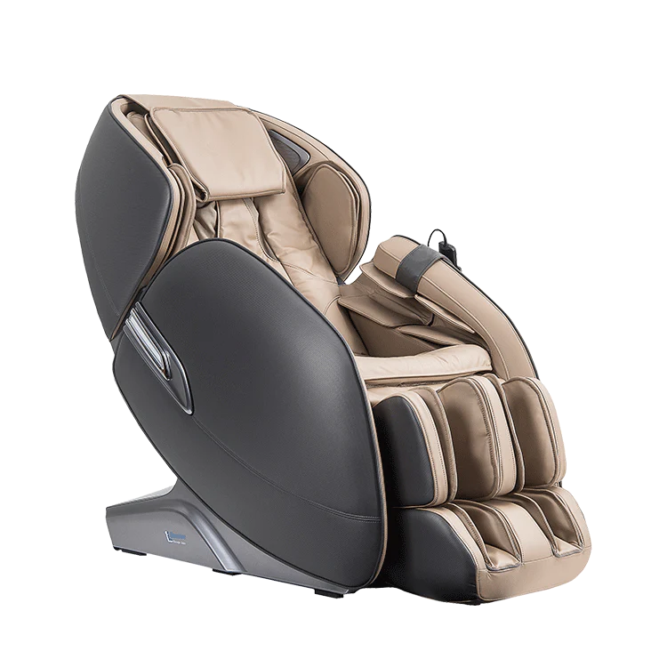 Masseuse massage chair in beige and black with ergonomic design and multiple cushioning for full body relaxation