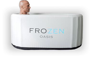 man in white frozen oasis ice bath in no chiller