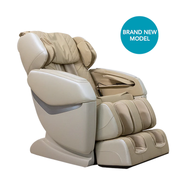 Beige Masseuse massage chair with cushioned armrests and footrest in a brand new model