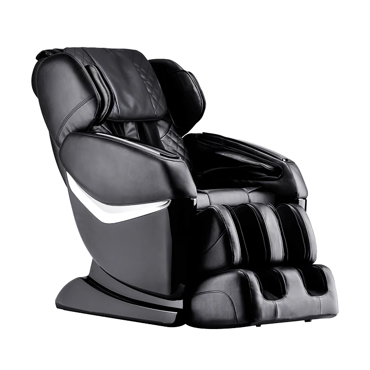Black Masseuse massage chair with ergonomic design and cushioned armrests for full body relaxation
