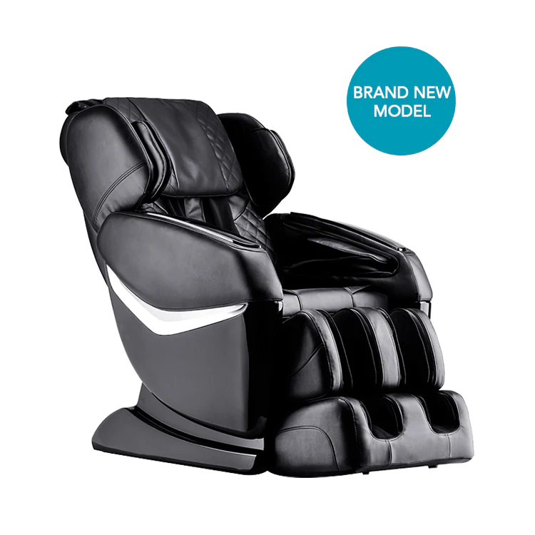 Black leather massage chair by Masseuse Massage Chairs with ergonomic design and advanced comfort features