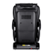 Back view of black massage chair by Masseuse Massage Chairs showing motor and vent details