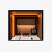 Nuvie modern SAUNA interior with wooden benches and warm ambient lighting from top view