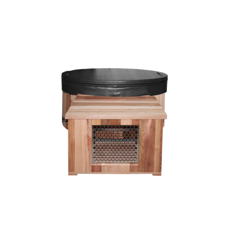 side view oval ice bath with chiller cover box