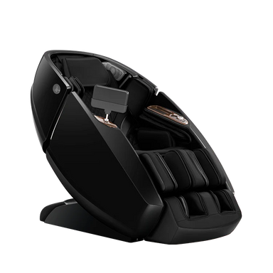 Masseuse massage chair in sleek black design with adjustable controls and cushioned seating