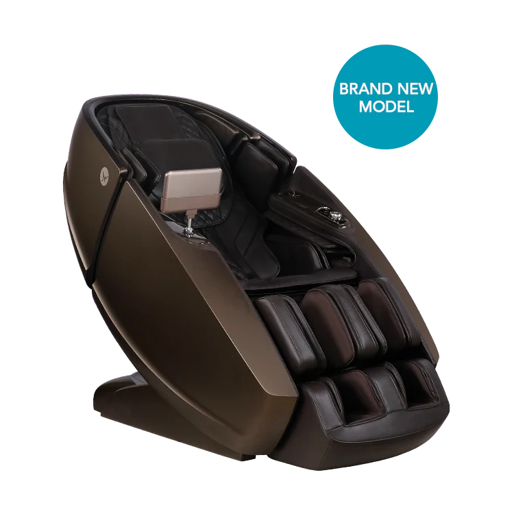 Masseuse massage chair in brown with ergonomic design and footrest for full body relaxation