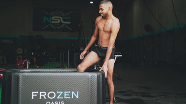 customers using frozen oasis ice bath in black