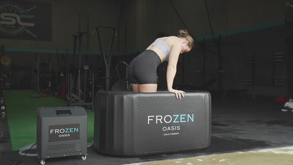 woman in black frozen oasis ice bath