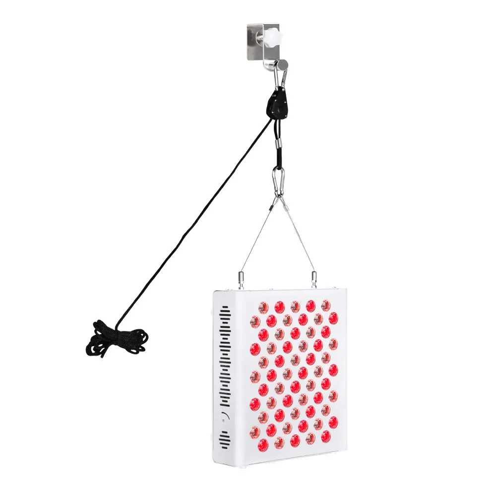 Stryke Recovery red light therapy panel hanging with multiple red LED lights for body treatment