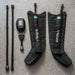 Lifespan Fitness black ReGen8 compression boots with controller and accessories on gray surface