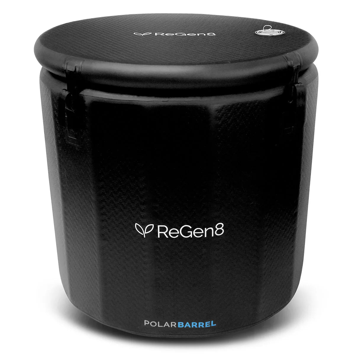 Lifespan Fitness black ReGen8 Polar Barrel ice bath with insulated cover for cold therapy