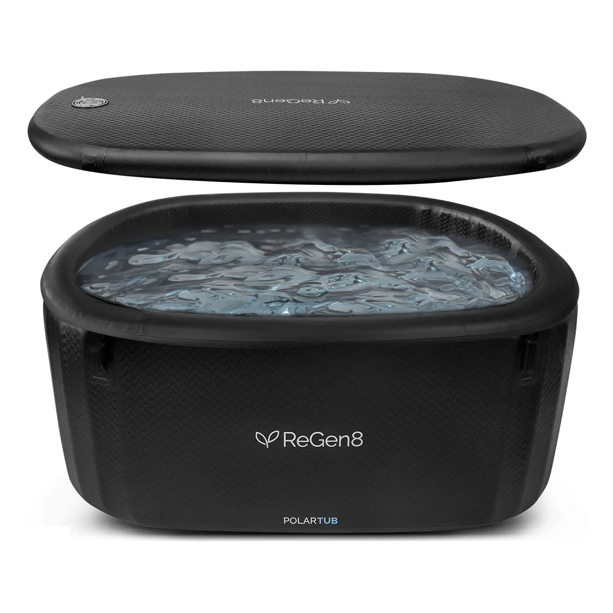 Lifespan Fitness ReGen8 black inflatable ice bath with water and removable cover