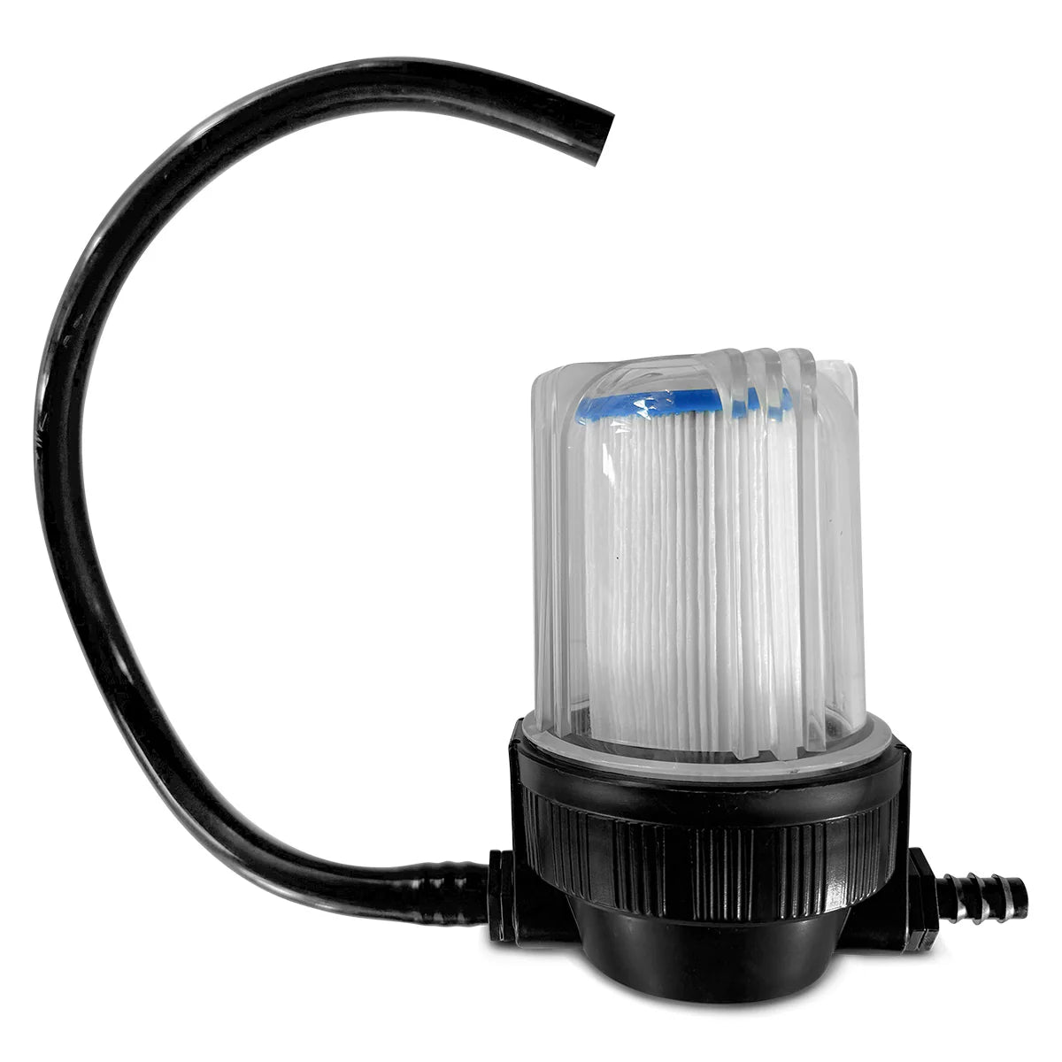 Lifespan Fitness ice bath filter attachment with clear housing and black tubing for water purification