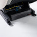 Bottom view of Lifespan Fitness massage chair showing wheels and internal wiring details